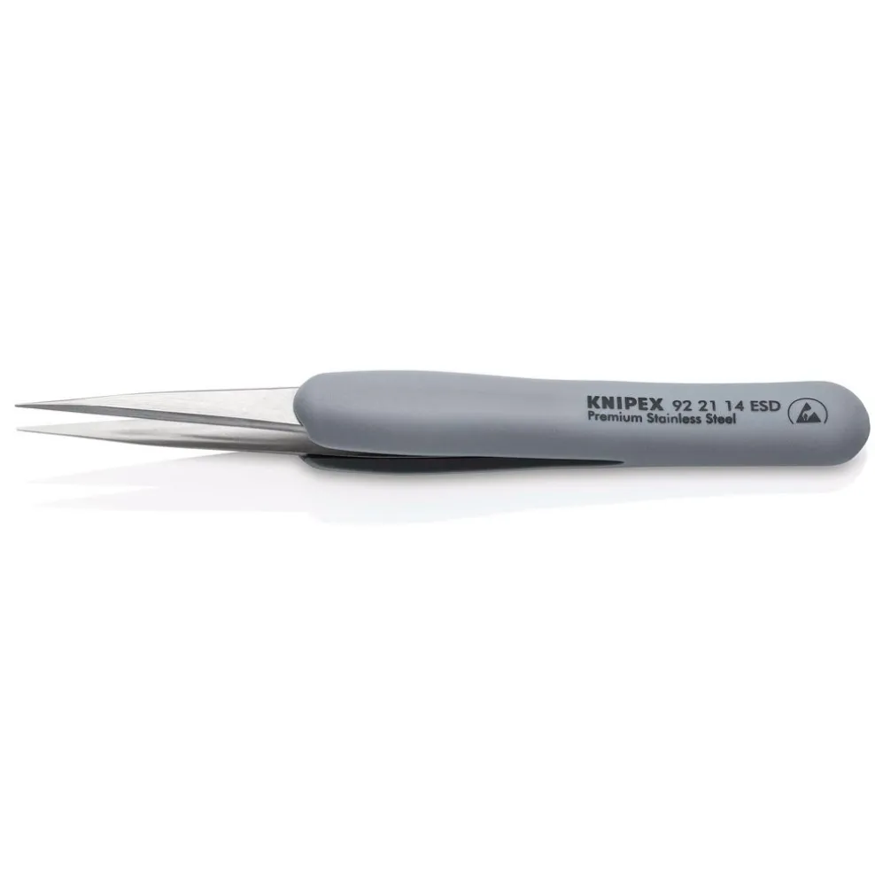 KNIPEX 92 21 14 ESD Precision Tweezers with rubber handles ESD, 130mm