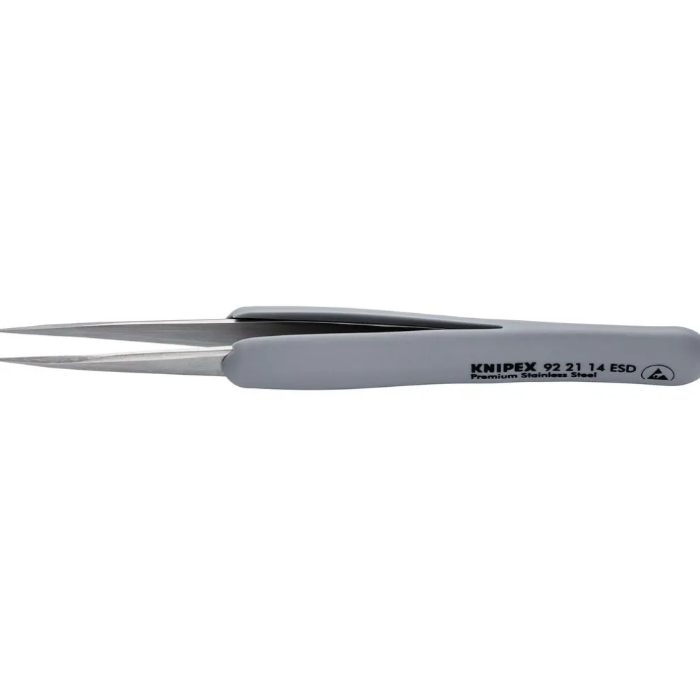 KNIPEX 92 21 14 ESD Precision Tweezers with rubber handles ESD, 130mm