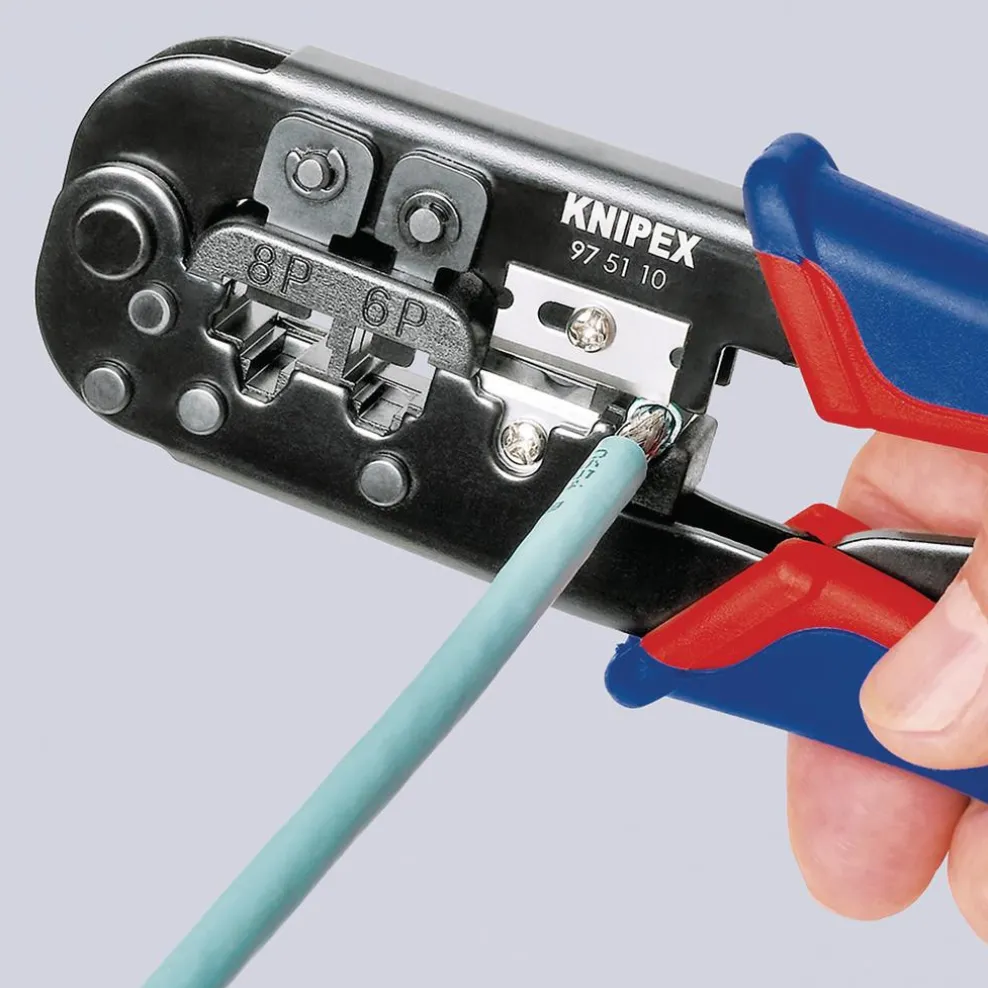 KNIPEX 97 51 10 SB Crimping Pliers for Western Plugs,190mm