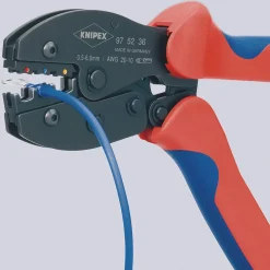 KNIPEX 97 52 36 SB PreciForce® Crimping Pliers, 0.5 — 6.0 mm² Capacity, 220mm