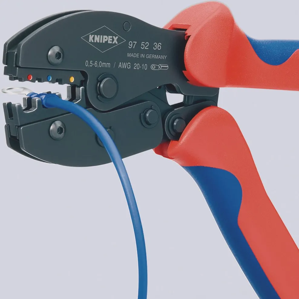 KNIPEX 97 52 36 SB PreciForce® Crimping Pliers, 0.5 — 6.0 mm² Capacity, 220mm