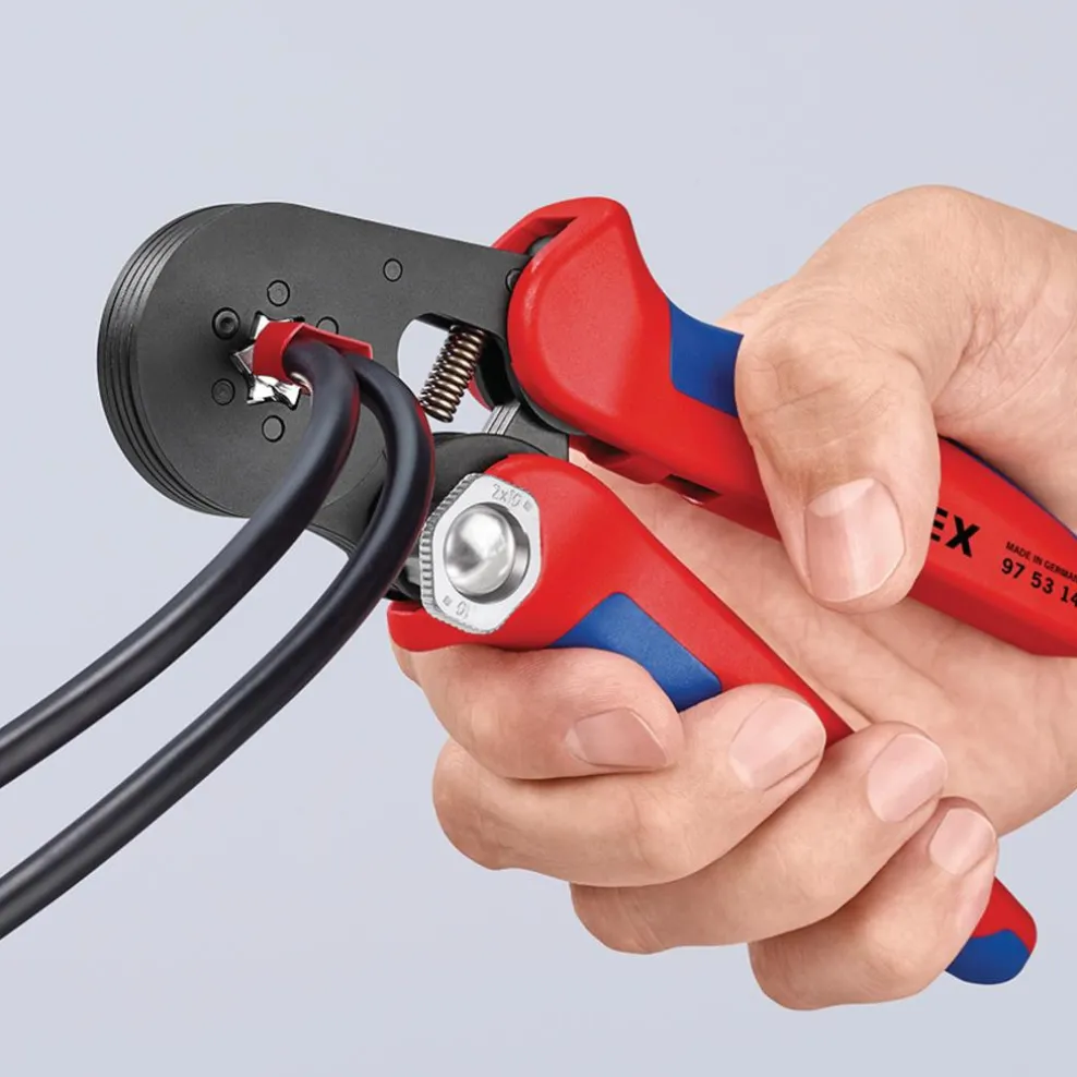 KNIPEX 97 53 14 SB Self- Adjusting Crimping Pliers, 2 x 10 mm², 180mm
