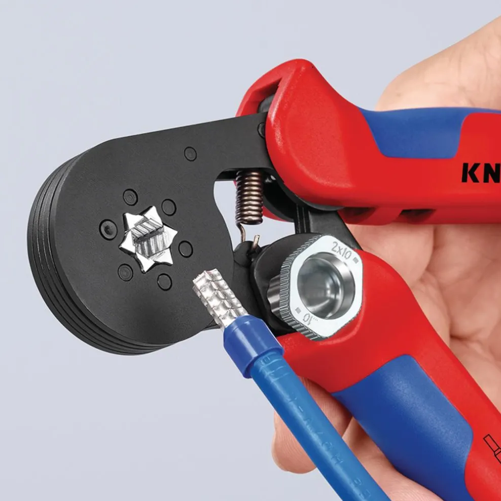 KNIPEX 97 53 14 SB Self- Adjusting Crimping Pliers, 2 x 10 mm², 180mm