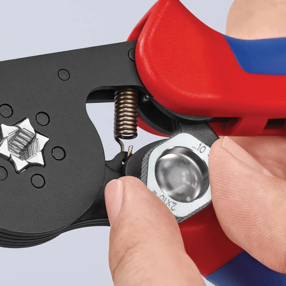 KNIPEX 97 53 14 SB Self- Adjusting Crimping Pliers, 2 x 10 mm², 180mm