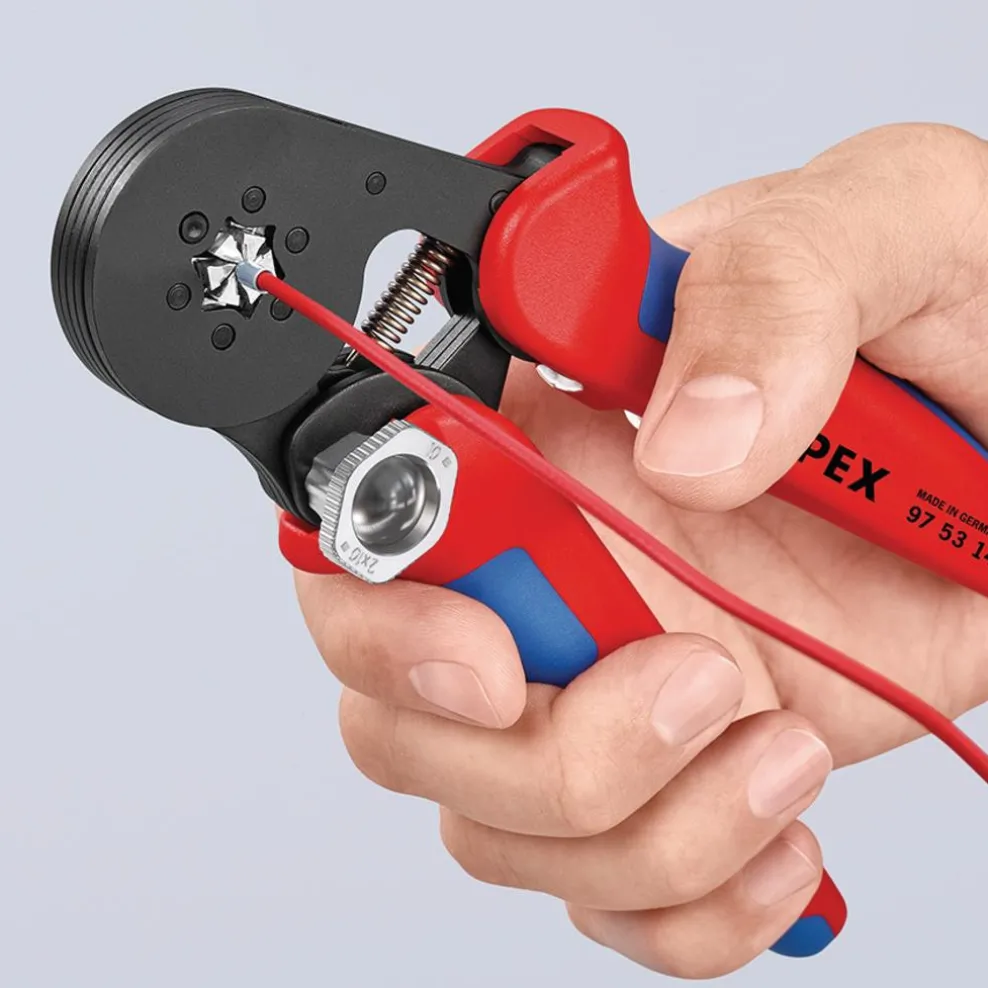 KNIPEX 97 53 14 SB Self- Adjusting Crimping Pliers, 2 x 10 mm², 180mm