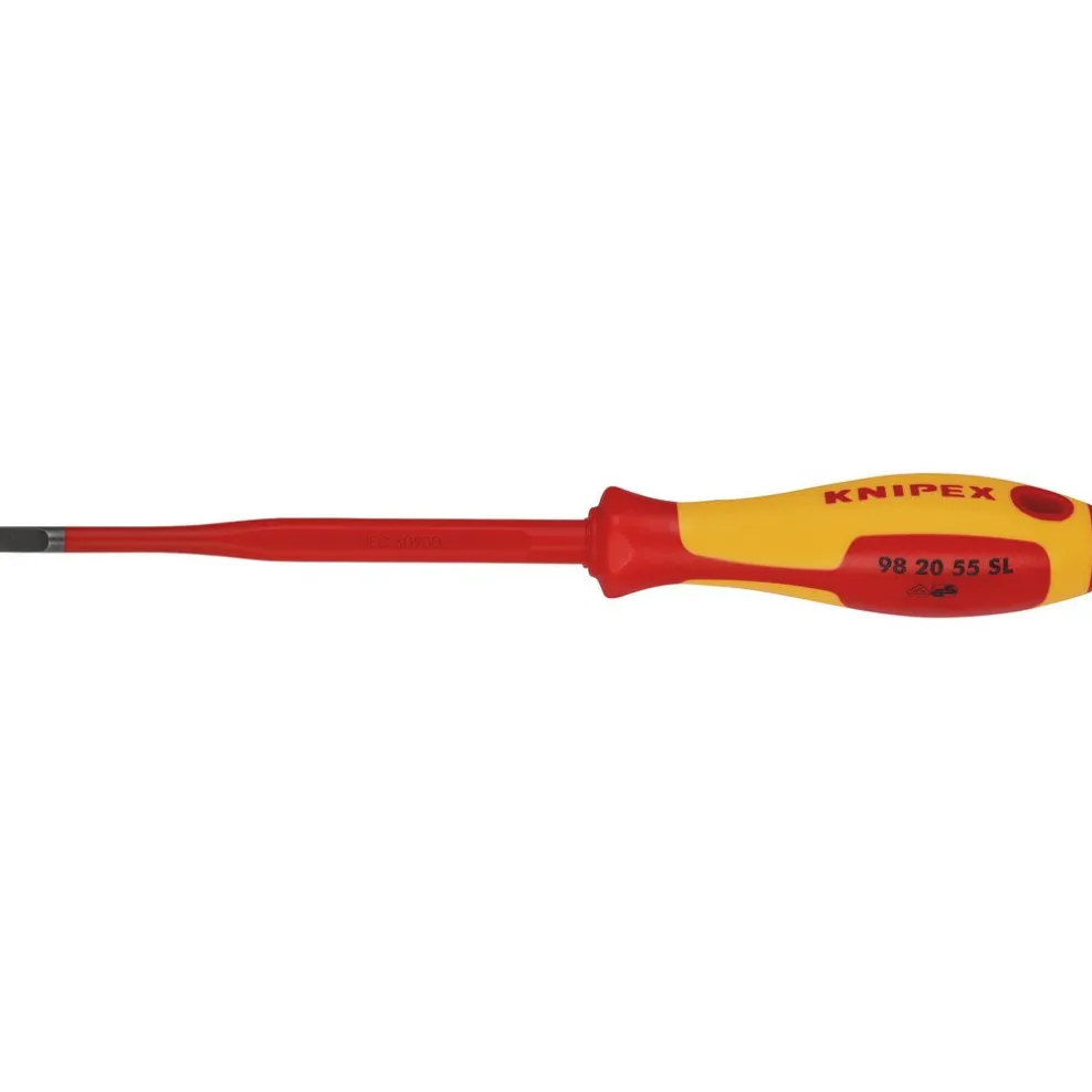 KNIPEX 98 20 55 SL VDE Insulated Slotted Screwdriver, 5.5 x 100mm - Slim