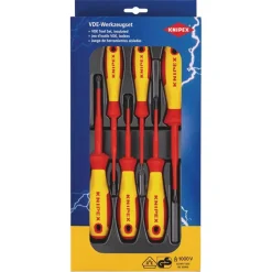 KNIPEX 00 20 12 VO4 VDE Slotted/Phillips®/Pozidriv® Screwdriver Set, 6 Parts