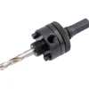 Locking Hex. Shank Holesaw Arbor with HSS Pilot Drill for Holesaws 32 - 152mm, 7/16" Thread