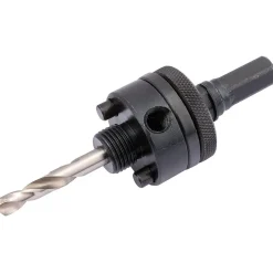 Locking Hex. Shank Holesaw Arbor with HSS Pilot Drill for Holesaws 32 - 152mm, 7/16" Thread