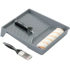 Medium Pile Polyester Paint Roller and Brush Set with Soft Grip (4 Piece)