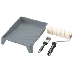 Medium Pile Polyester Paint Roller and Brush Set with Soft Grip (4 Piece)