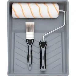 Medium Pile Polyester Paint Roller and Brush Set with Soft Grip (4 Piece)