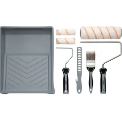 Medium Pile Polyester Paint Roller and Brush Set with Soft Grip (8 Piece)