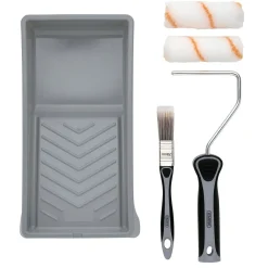 Medium Pile Polyester Paint Roller and Brush Set with Soft Grip (5 Piece)