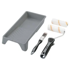Medium Pile Polyester Paint Roller and Brush Set with Soft Grip (5 Piece)