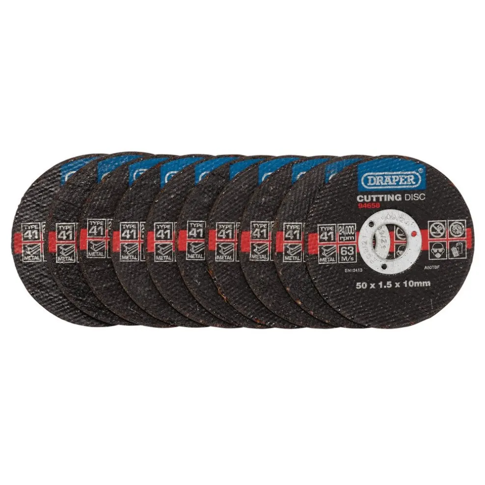 Metal Cutting Discs, 50 x 1.5 x 10mm (Pack of 10)
