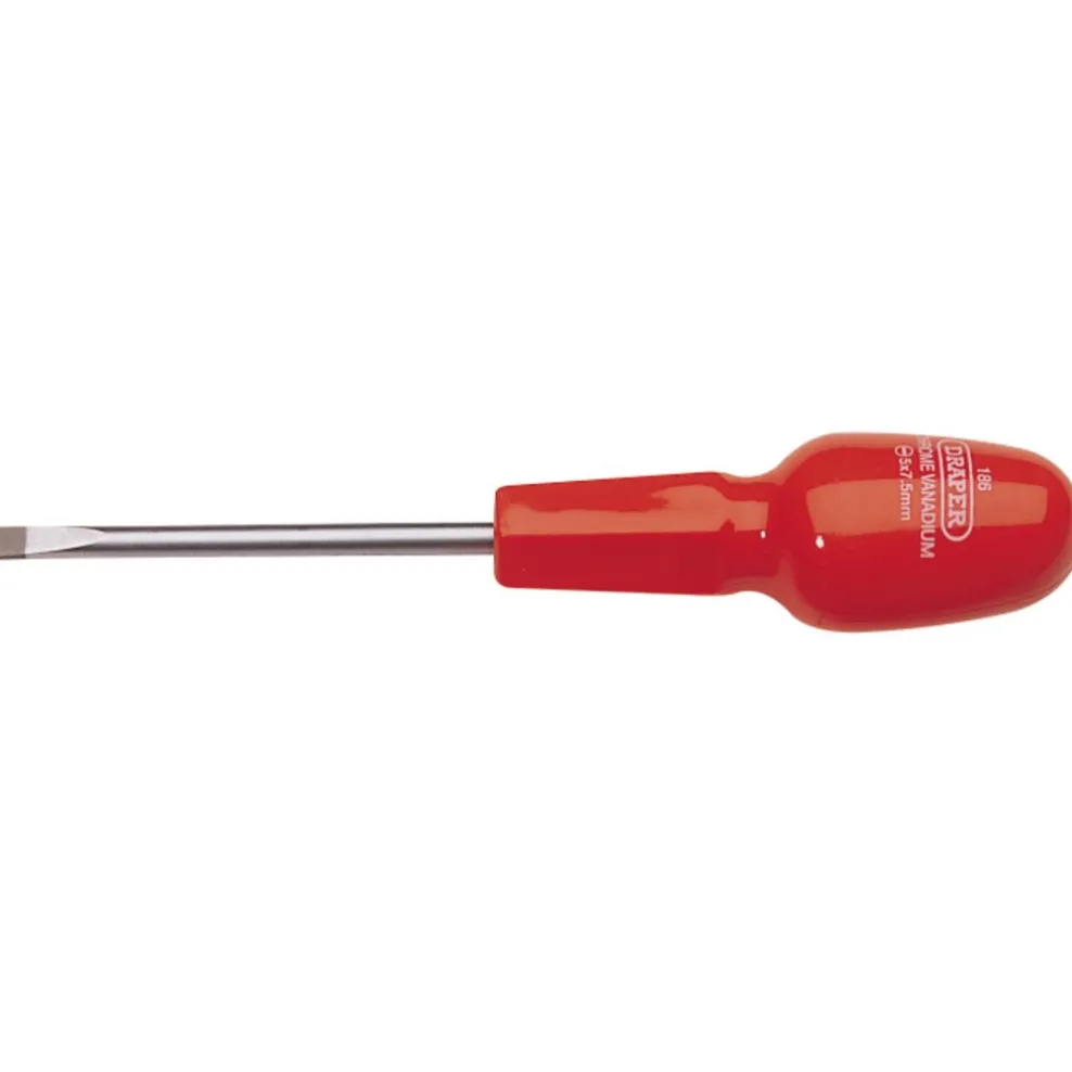 Plain Slot Flared Tip Cabinet Pattern Screwdriver, 5 x 75mm (Sold Loose)