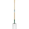 4 Prong Manure Fork with Wood Shaft