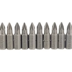 PZ Type Insert Bit, 1/4" Hex, 25mm Long, No.1 (Pack of 10)