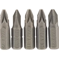 PZ Type Insert Bit, 1/4" Hex, 25mm Long, No.2 (Pack of 5)
