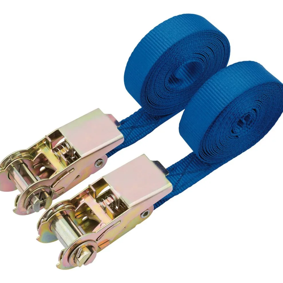 Ratcheting Tie Down Straps, 4.5m x 25mm, 400kg (2 Piece)