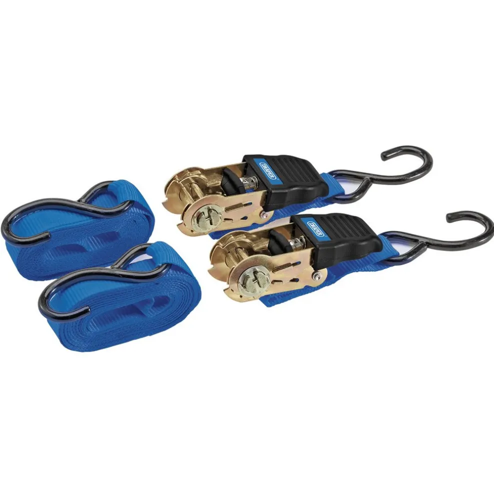 Ratchet Tie Down Straps, 4.5m x 25mm, 225kg (2 Piece)