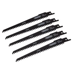 Reciprocating Saw Blades for Wood and Plastic Cutting, 150mm, 6tpi (Pack of 5)