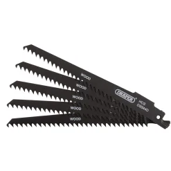 Reciprocating Saw Blades for Wood and Plastic Cutting, 150mm, 6tpi (Pack of 5)