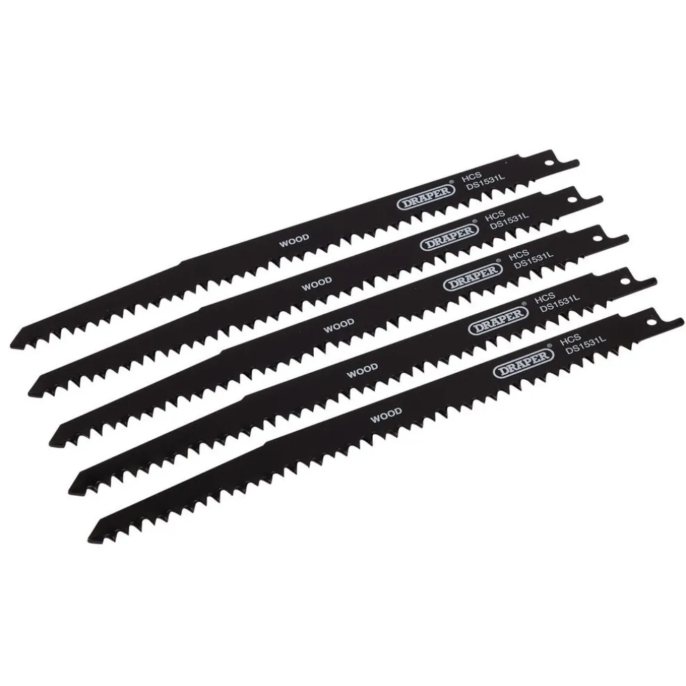 Reciprocating Saw Blades for Wood Cutting, 240mm, 5tpi (Pack of 5)