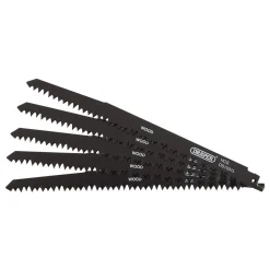 Reciprocating Saw Blades for Wood Cutting, 240mm, 5tpi (Pack of 5)