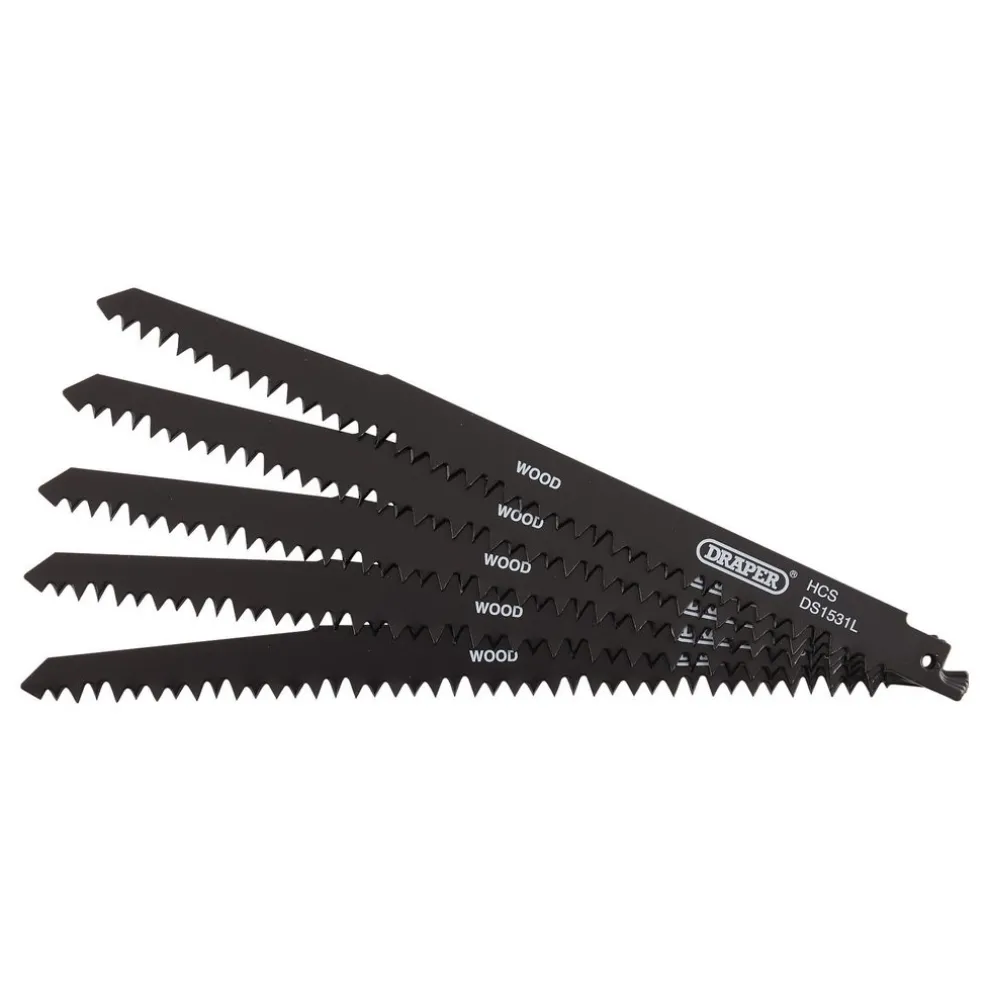 Reciprocating Saw Blades for Wood Cutting, 240mm, 5tpi (Pack of 5)