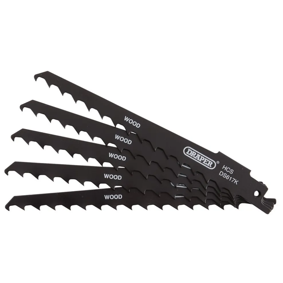 Reciprocating Saw Blades for Wood and Plastic Cutting, 150mm, 3tpi (Pack of 5)