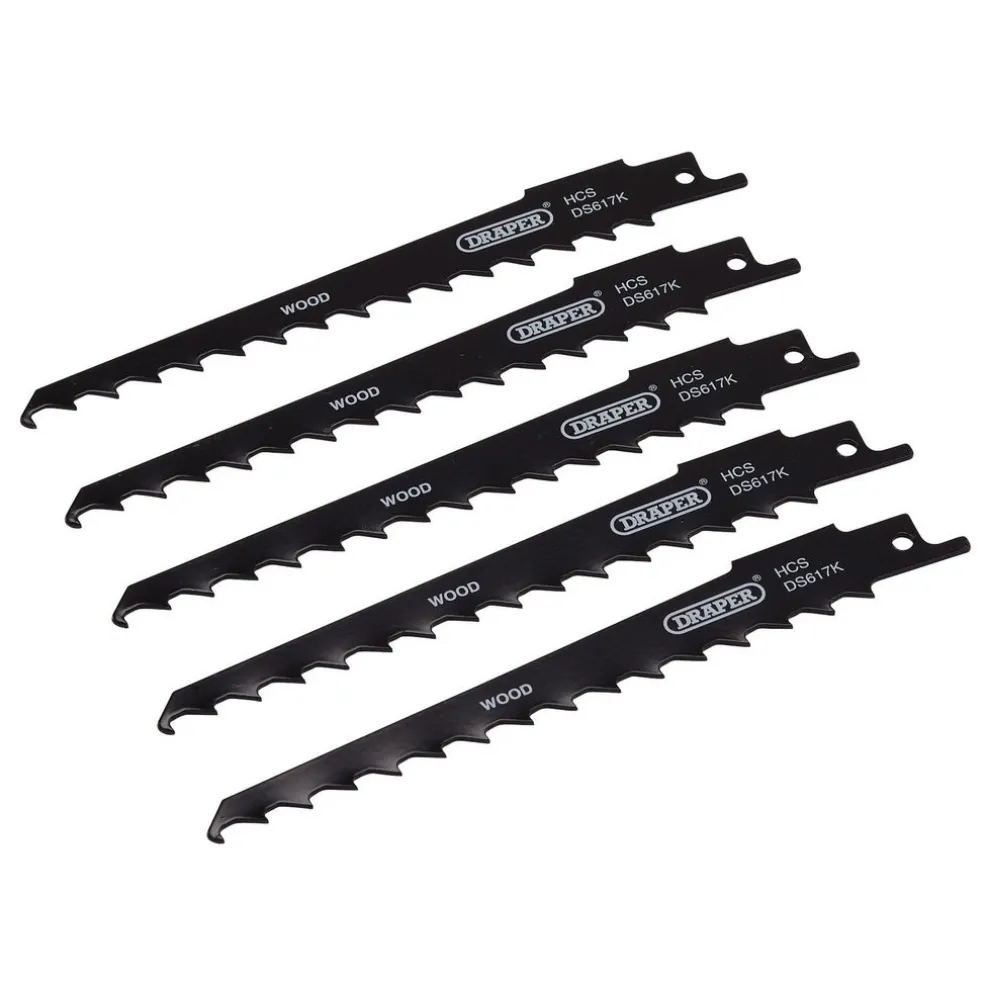 Reciprocating Saw Blades for Wood and Plastic Cutting, 150mm, 3tpi (Pack of 5)