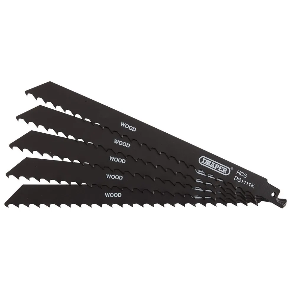 Reciprocating Saw Blades for Wood and Plastic Cutting, 225mm, 3tpi (Pack of 5)