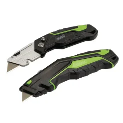 Retractable & Folding Trimming Knife Set with 10 x SK2 Two Notch Blades