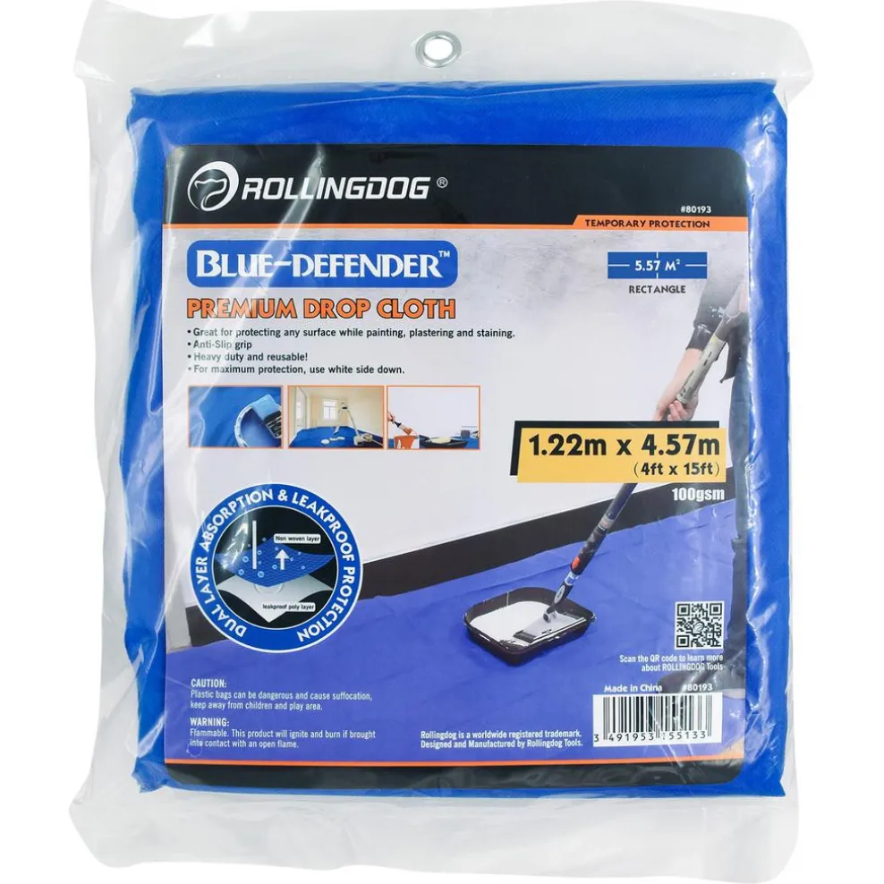 ROLLINGDOG BLUE-DEFENDER™ Premium Drop Cloth, 1.2 x 4.5m