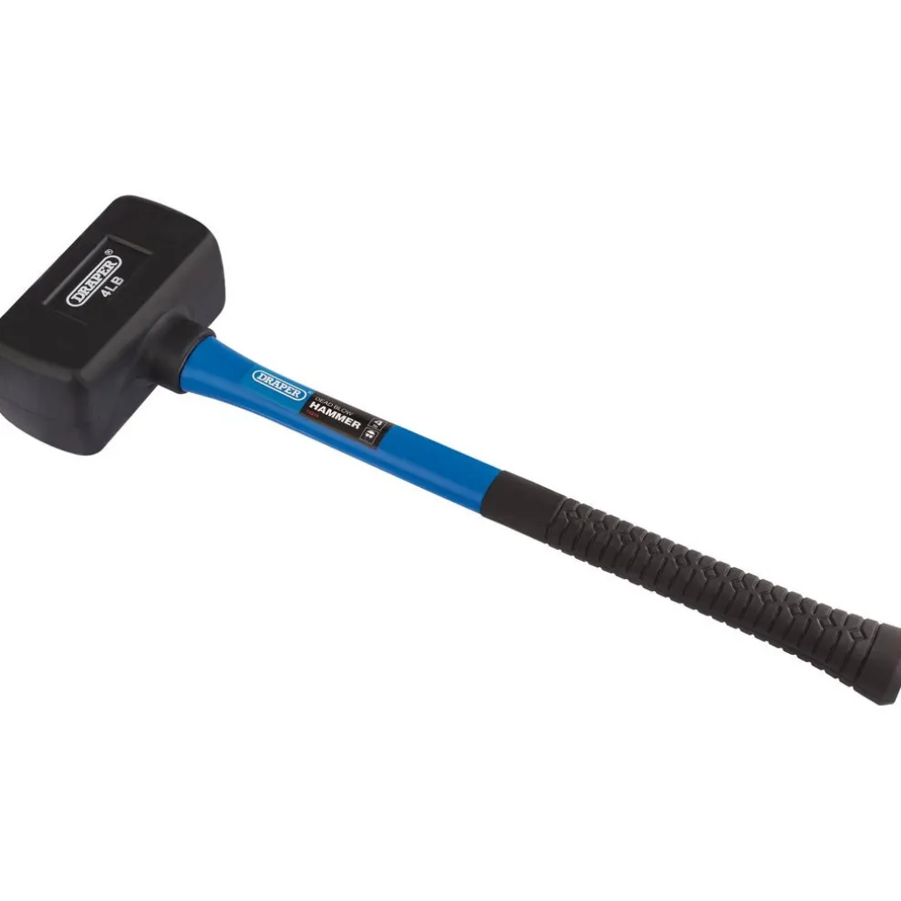 Rubber Dead Blow Hammer with Fibreglass Shaft, 1.8kg/4lb