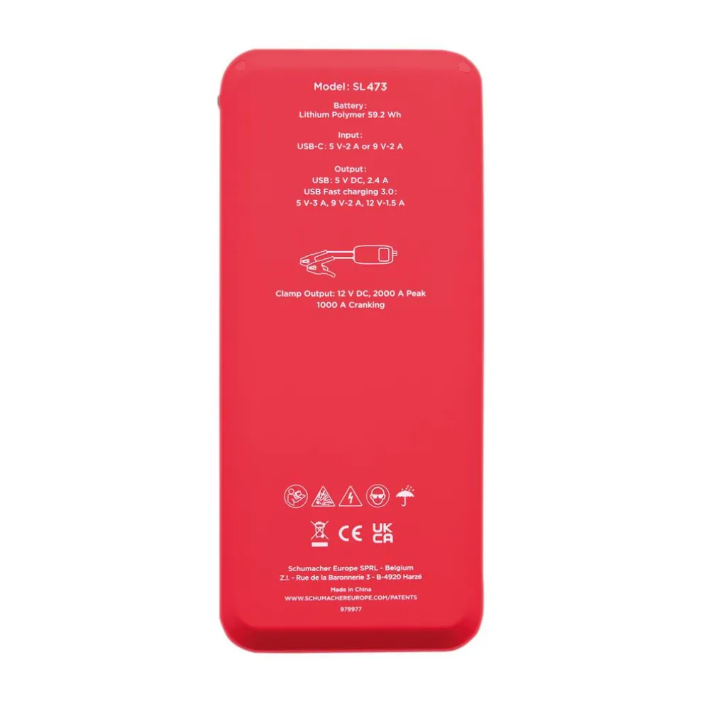 Schumacher® SL473 12V Lithium Booster and Power Bank with Wireless Charging, 1500PA