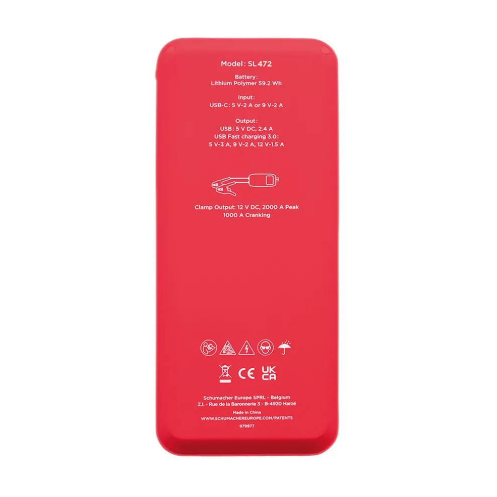Schumacher® SL472 12V Lithium Booster and Power Bank with Wireless Charging, 1000PA