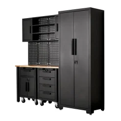 Single Garage Workstation with Roller Cabinets