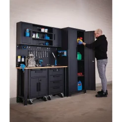 Single Garage Workstation with Roller Cabinets