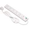 Six Socket Surge Protected Extension Lead with Neon Indicator, 2m