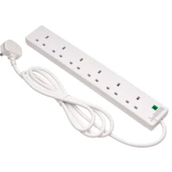 Six Socket Surge Protected Extension Lead with Neon Indicator, 2m