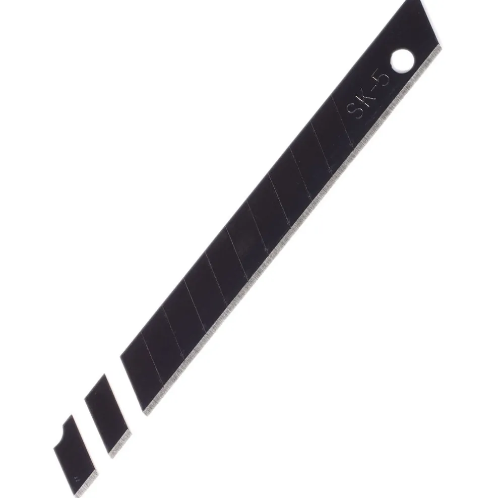 Snap-Off Segment Knife Blades, 9mm, Black (Pack of 10)