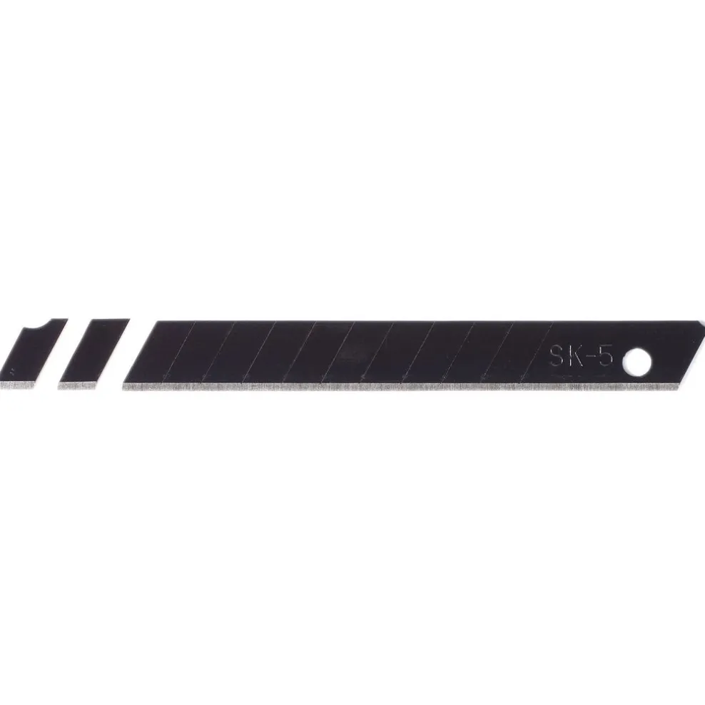 Snap-Off Segment Knife Blades, 9mm, Black (Pack of 10)