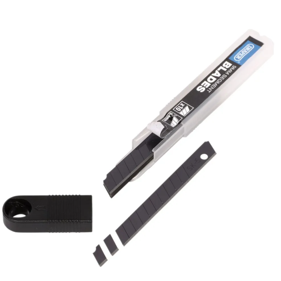 Snap-Off Segment Knife Blades, 9mm, Black (Pack of 10)