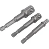 Socket Adaptor Set, 1/4" Hex. x 1/4", 3/8" & 1/2" Sq. Dr. (3 Piece)