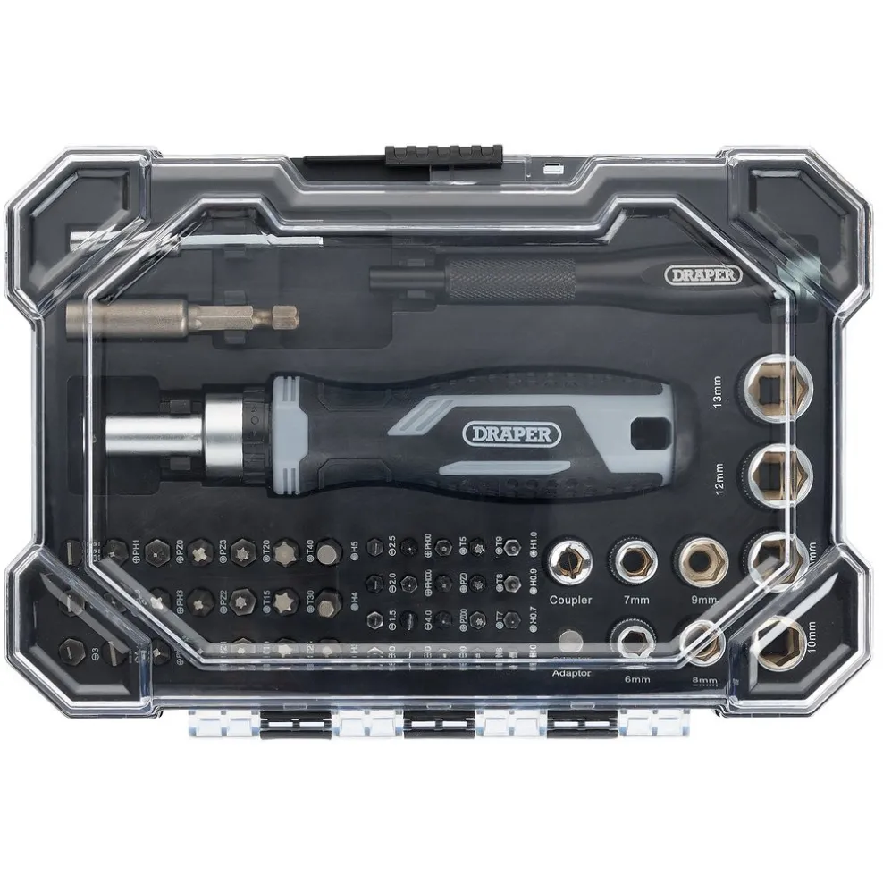 Soft Grip Ratchet Screwdriver and Bit Set (55 Piece)