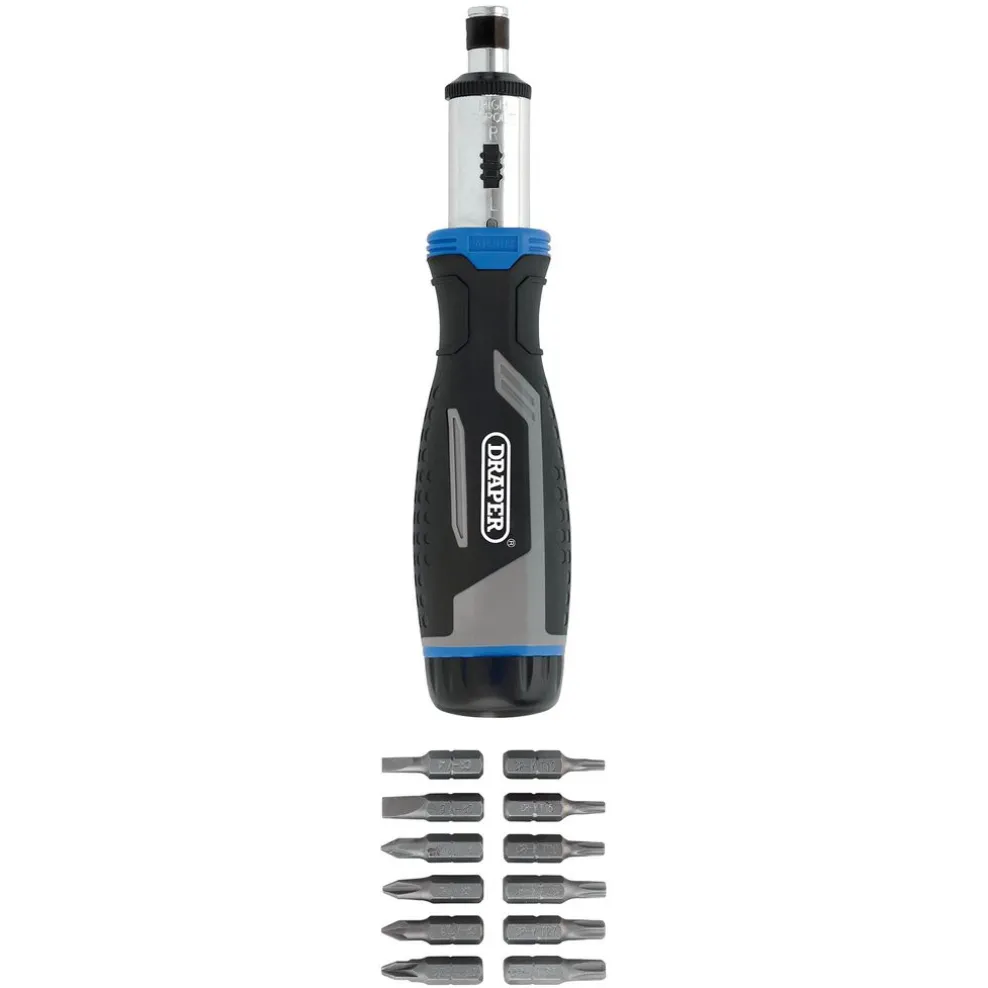 Soft Grip Ratchet Screwdriver and Bit Set, 1/4" (13 Piece)