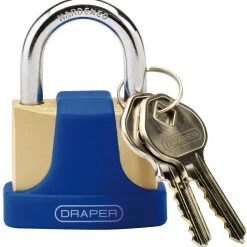 Solid Brass Padlock and 2 Keys with Hardened Steel Shackle and Bumper, 42mm